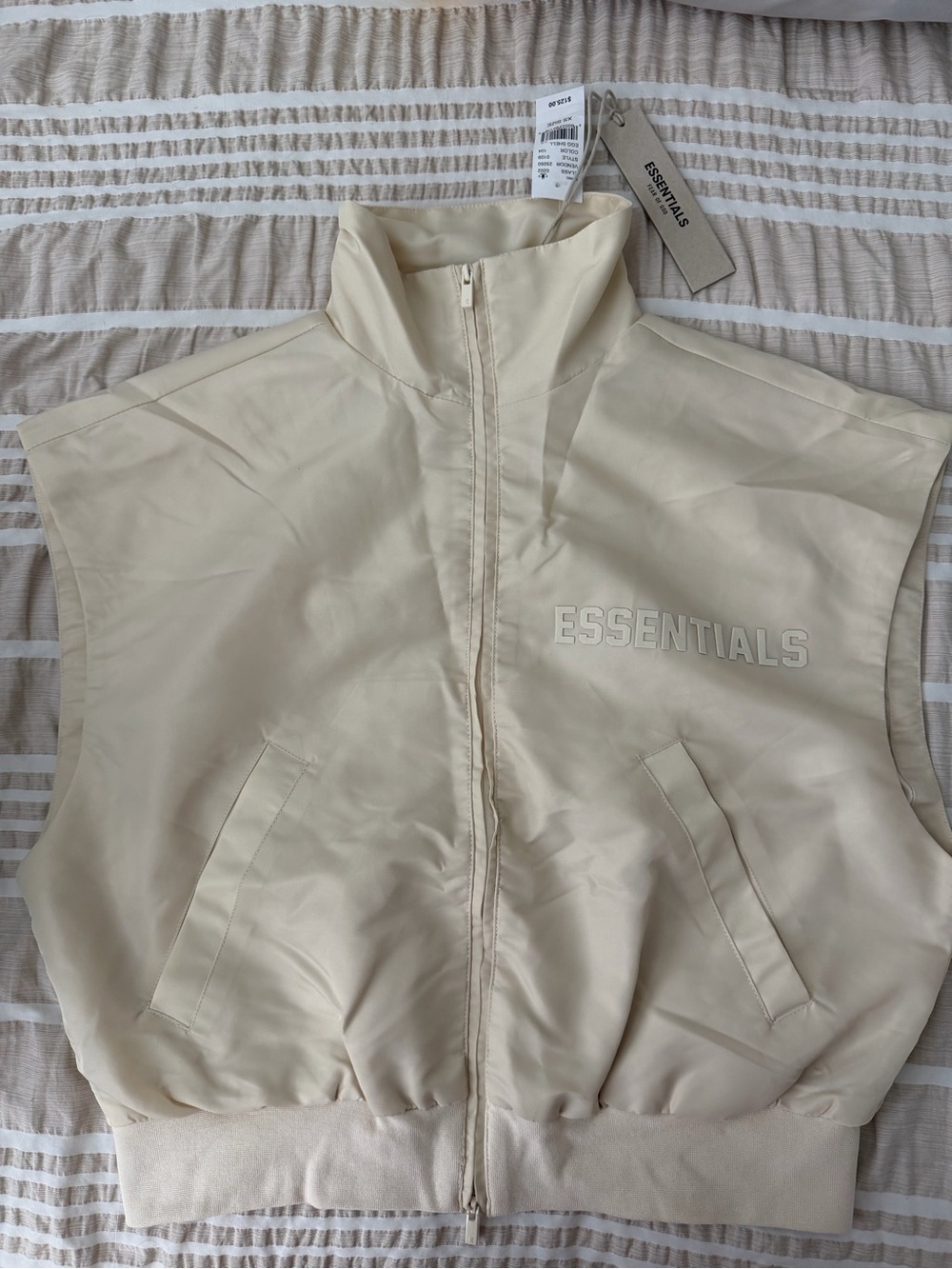 Fear of God Essentials Cream Sleeveless Puffer Vest